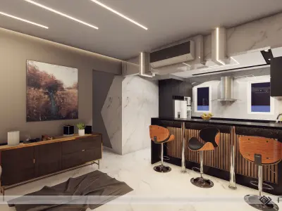 Modern Apartment Interior Scene 3D model