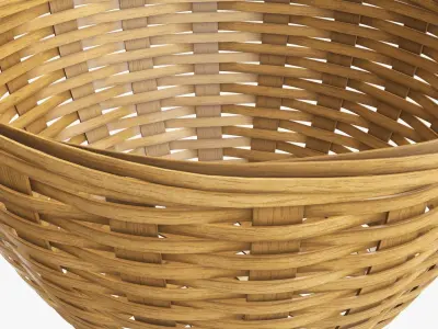 Wicker basket bowl with clipping path medium brown 3D model