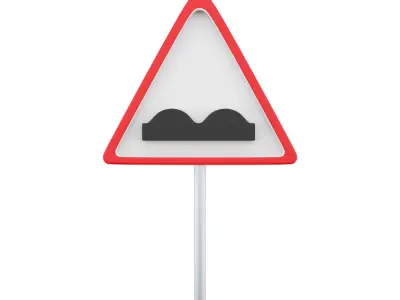 3d  Road sign Warning  Uneven road 3D model