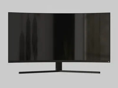 Wide Monitor  Workspace with a Minimalist and Modern Design Low-poly 3D model