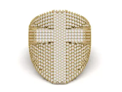 Diamond Cross Signet Ring  3D print model