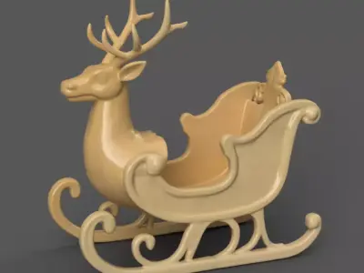 Santa Sleigh Christmas Decoration planter - vase - garden 15 3D print model