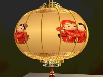 Chinese red lantern 3D model 39