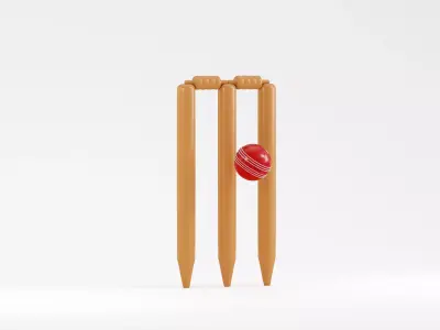 Cricket ball with stamp Low-poly 3D model