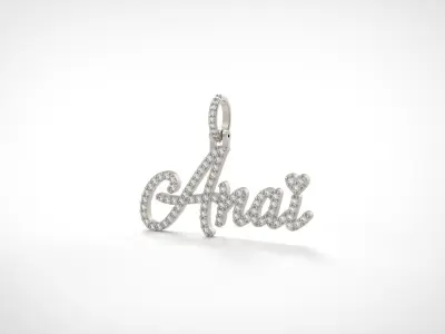 Model 1078  Pave Anai Heart Name Plate Diamond Pendant 3D print model