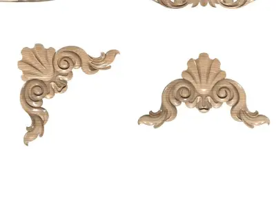 Cartouche-028 ornate wood trim - 3D model