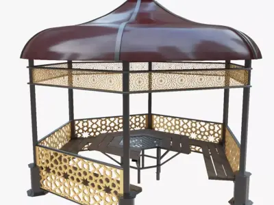 Iron Wood Garden Pergola - Gazebo 09 Ottoman Seljuk Empire Low-poly 3D model
