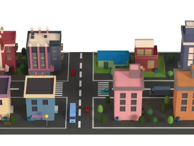 Lowpoly  Cartoon City Pack 1 Low-poly 3D model