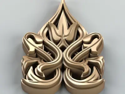 Carved decor vertical 008 3D model