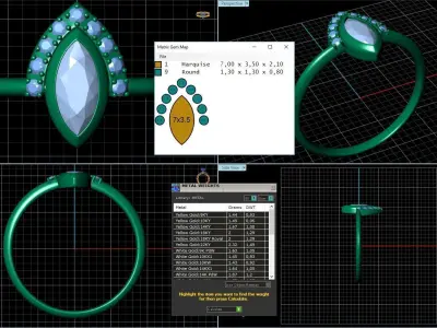 Marquise Diamond Engagement Ring 3D print model