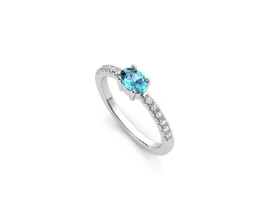 ZDR052 topaz and diamond ring 3D print model
