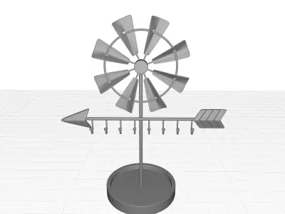 Gold Lucas Windmill Sculpture 3D model