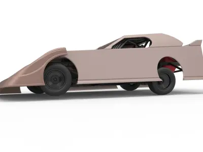 Dirt Modified Super stock car while turning Scale 1 to 25 3D print model