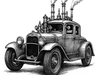 Steampunk Vintage Couple - Fantasy Steam Car Model 3D print model