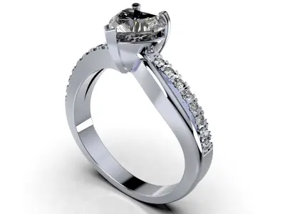 Engagement Ring Solitaire Model Ready For 3D Printing- CC92 3D print model