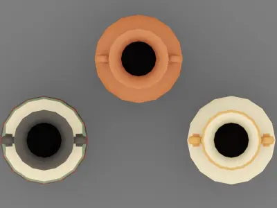 Low poly vase collection set of three pots Low-poly 3D model