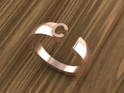 Alphabet Ring C 3D print model
