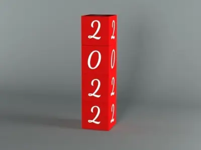 Decorative cubes 2022 Red Low-poly 3D model