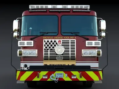 Fire Truck Custom Pumper Doyle Hose Low-poly 3D model