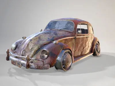 Rusty Volkswagen Beetle 3D model