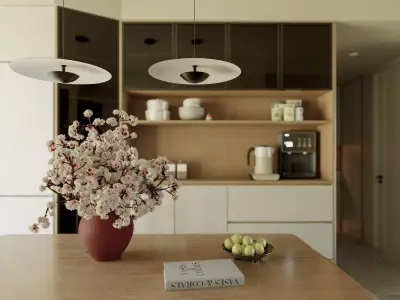 modern living room and dining room interior scenes  3D model