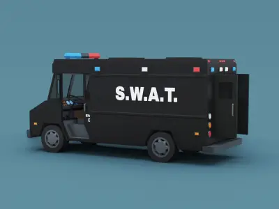 Stylized Cartoon Step Van Police SWAT Low-poly 3D model