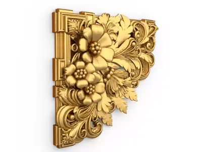 Classic carved corner decor ornament cnc 3d printing stl 01 3D model