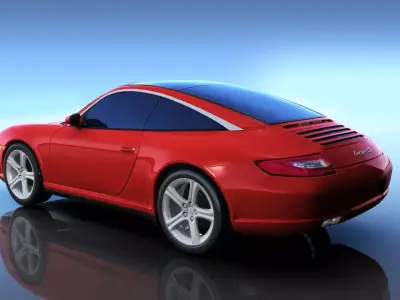 Porsche 911 Targa 4S 2007 Car exterior Low-poly 3D model