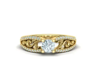 Half Carat  Barocco Engagement ring  printable ring  3D print model