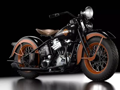 Harley Davidson Knucklehead 1936 Motorcycle Low-poly 3D model