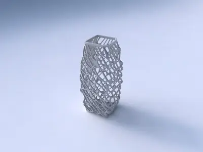 Vase rectangle with faceted and twisted organic lattice 2 3D print model