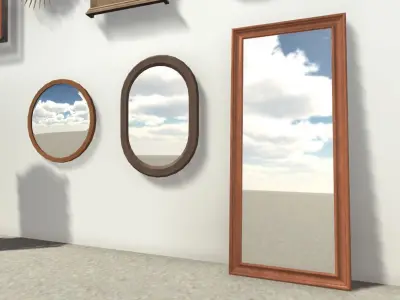 Mirrors Collection for unity game Low-poly 3D model