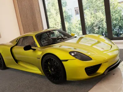 Porsche 918 Spyder 3D Model Detachable Roof - Highly Detailed Low-poly 3D model