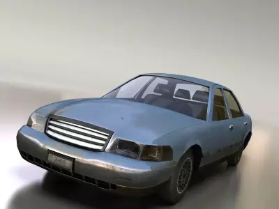Textured Sedan Low-poly 3D model