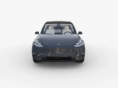 Tesla Model Y AWD Midnight Silver with interior and chassis 3D model