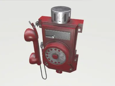 Old Red Phone Low-poly 3D model