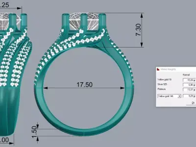 Elegant Jewelry Gold Brand Diamond 3D print model