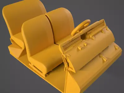 Citroen 2CV 1970 Car Interior 3D print model