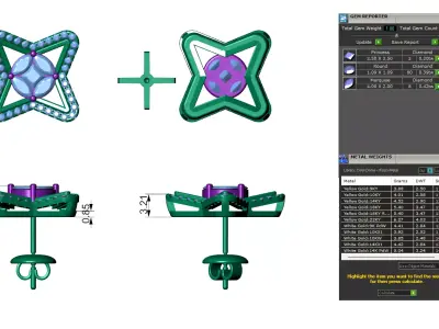 Star Diamond With Cluster Stud Earrings For Women 3D print model