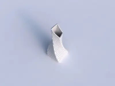 Vase twisted squeezed and bent quadratic with diagonal grid p... 3D print model