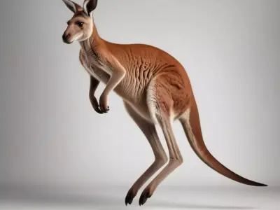 Realistic Kangaroo 3D Australian Marsupial Natural Fur Texture Low-poly 3D model