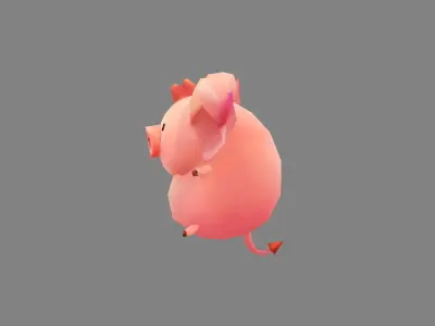 Cartoon piggy - Flying Pig Low-poly 3D model