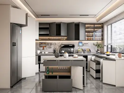 Kitchen fully parametric Resizable manufacturable 0062 3D model