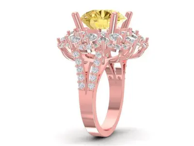 Luxury Cluster Halo Cocktail Ring for Women  702 3D print model