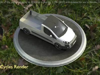 City Car 78 Utility Vehicles Van Pickup 1500 Type-D Silver Low-poly 3D model