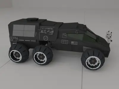 NASA Mars Rover Concept With Astronaut LowPoly Model 3D model