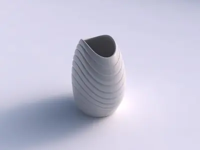 Bowl compressed with smooth horizontal dents 3D print model