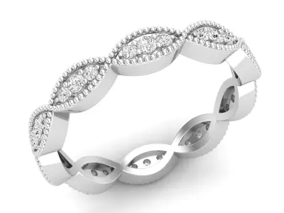 AV 691 Diamond Ladies Vintage Stackable Wedding Band 3D print model