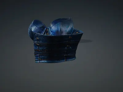 Blue leather corset PBR 4k Low-poly 3D model