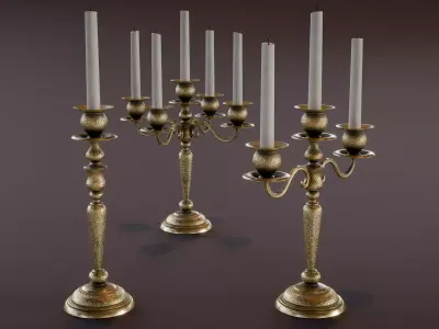 Brass Candle Holders Low-poly 3D model